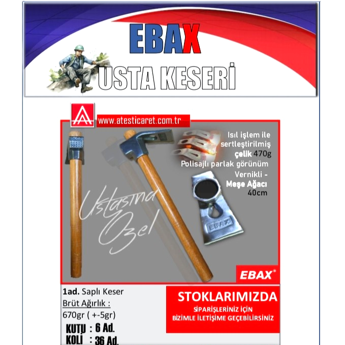 EBAX USTA ÇELİK KESER SAPLI 470GR